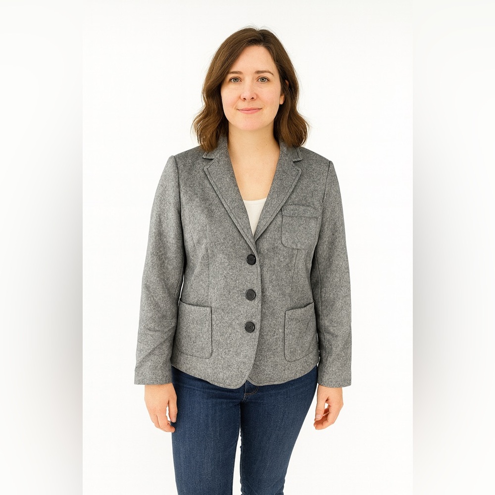 Talbots Size 8 Blazer Women's Jacket Suit Separate Gray Wool Blend